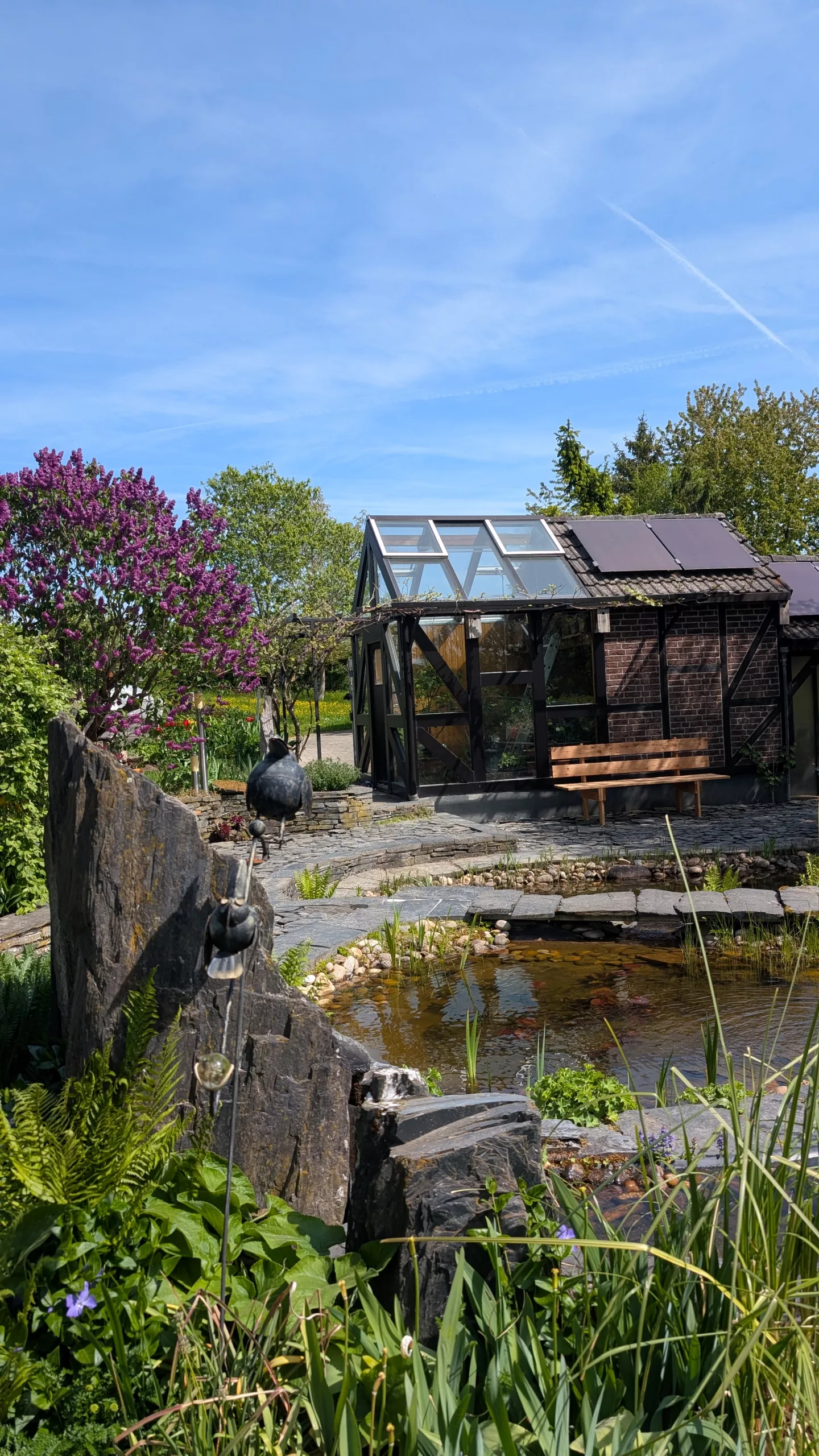 Garten mit Flieder und Wiese im Hunsrück
